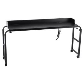 VEVOR Overbed Table: A Black Beauty! Mobile Bedside Table with 4 Wheels (2 Braked), Power Socket