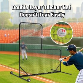 Type Baseball Hitting Cage Net, Wheeled Baseball Pitching Net 84 Inches High X 84 Inches Wide, With 42 Inches X 42 Inches Opening, Including Tote Bag, (Option: Black)
