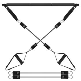 100LBS OR 180LBS Band Options - 1Pc Pilates Bar Kit Multifunctional Pilates Yoga Toning Bar Full Body Exercise Equipment Set For Beginners Intermediat (Option: 100LBS)