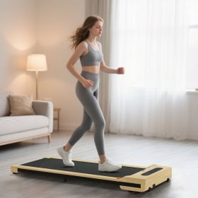 2.5HP Walking Pad, Under Desk Treadmill with Remote Control, Transport Wheels and LED Display for Home Gym Office (Option: Natural Wood-1290x605x140 mm)