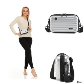 Clarissa Mini Crossbody Suitcase (Color: Silver)