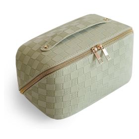 JlEDE Checkered Cosmetic Bag for Women, Exquisite makeup bag, fashion makeup bag, classic design, travel bag (Color: Green)
